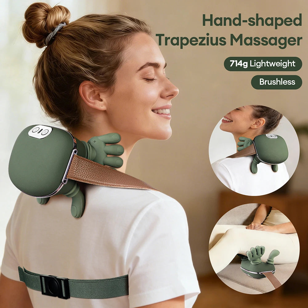 Cordless Neck and Shoulder Massager with 4D Finger-Style Kneading, 3 Intensity Levels, 2000mAh Battery and 10-Minute Timer for Home Relaxation