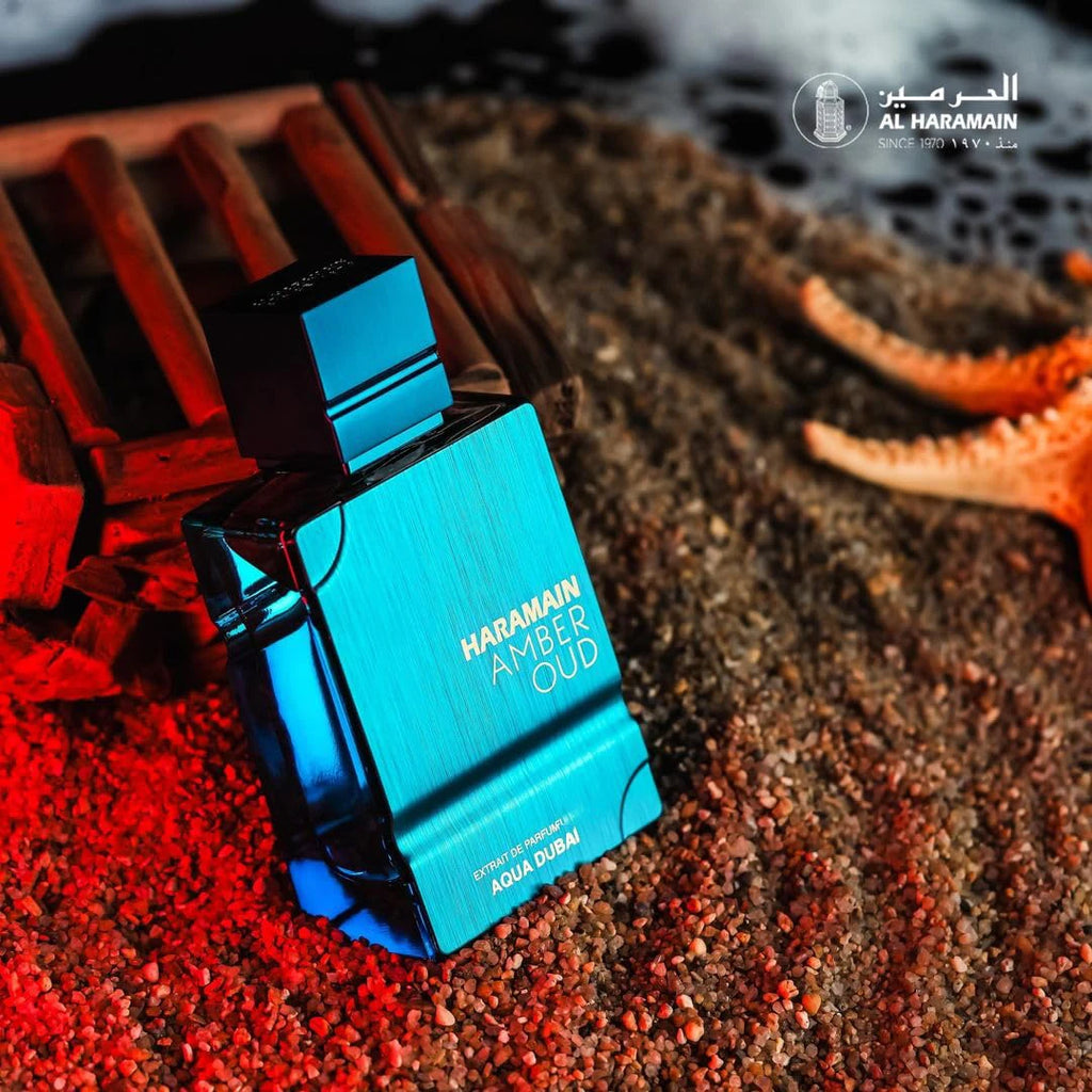 Amber Oud Aqua Dubai Unisex Perfume, Listed Al Haramain 2.0 oz Fragrance with Bergamot, Mandarin, Fruity Amber, Vanilla and Musk Notes for Personal Wear