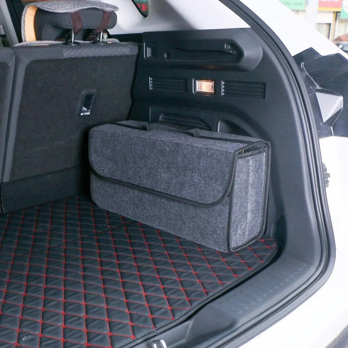 Foldable Felt Car Storage Box, Dark Gray Polyester Trunk Organizer in Two Listed Sizes with 2mm or 3mm Thickness Options for Vehicle Accessories