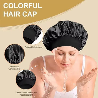 Satin Hair Bonnet with Wide Elastic Band, Single Sleep Cap in Thirteen Colors for Long or Short Hair, Nighttime Routines, Makeup and Face Washing