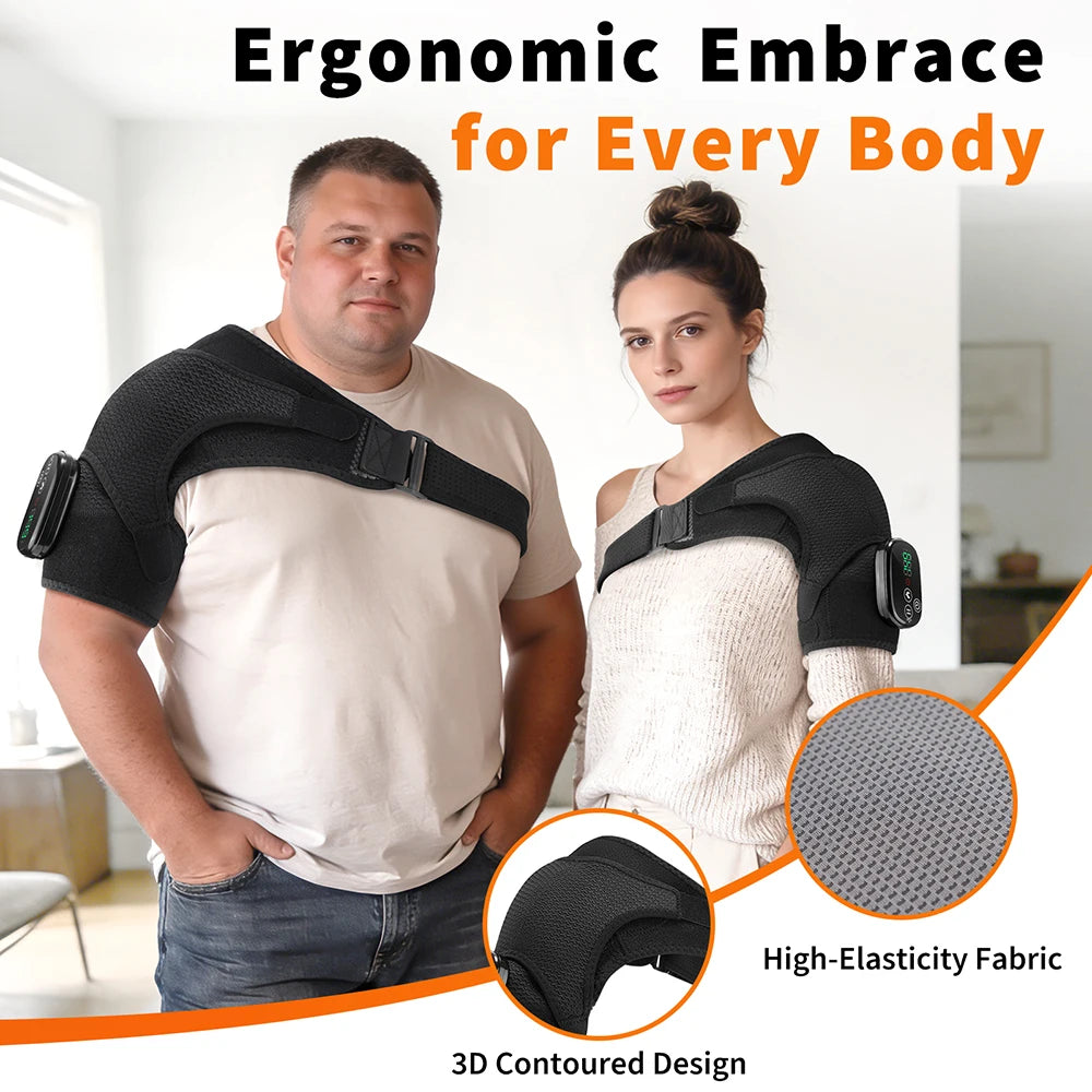 Thermal Shoulder Massage Belt with Adjustable Heating, Shoulder Brace Format and Multiple Belt, APP-Labeled and Red Light Options for Home Relaxation