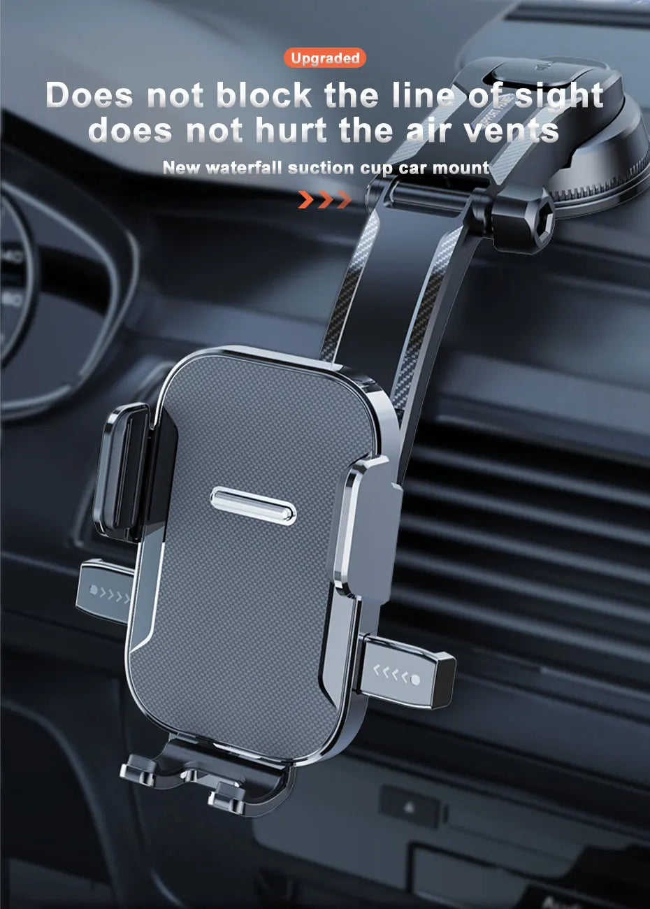 SEAMETAL Dashboard Phone Holder with Adjustable Cradle and Quick-Release Button, Listed 180-Degree Tilt, Mirrored or Textured Options for Compatible 3–7 Inch Phones