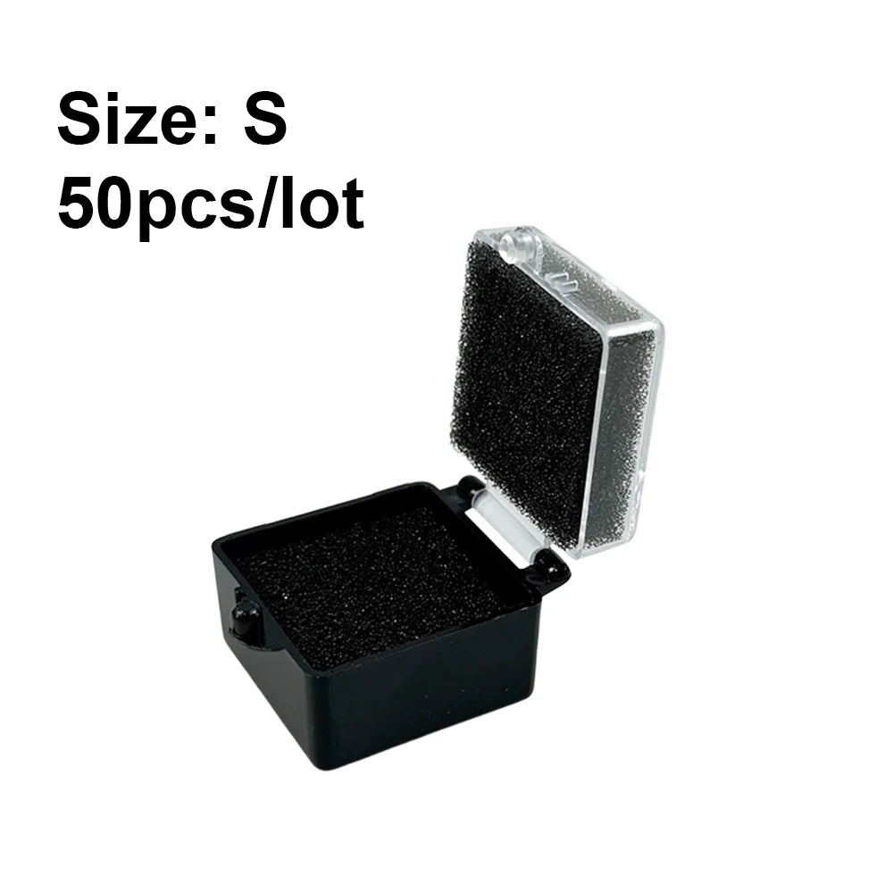Dental Tooth Storage Boxes 50-Pack with Listed Sponge Inserts, Plastic Cases in Large or Small Black and Blue Options for Compatible Dental Item Organization