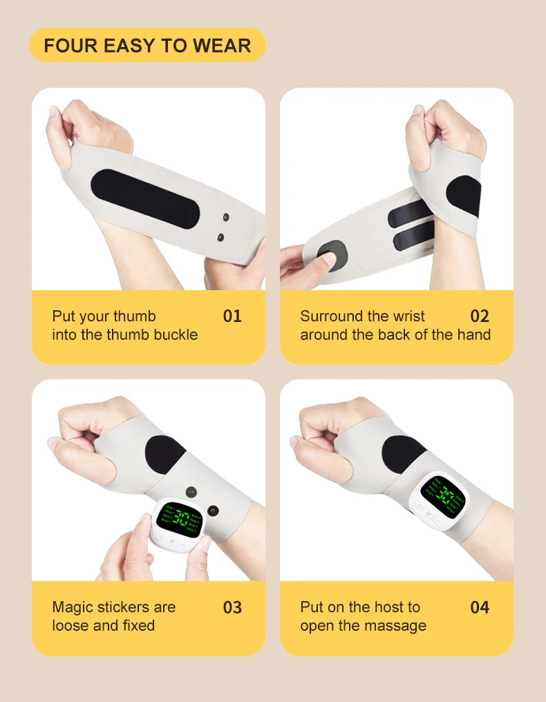 USB Rechargeable Wrist Vibration Massager, Cordless Electric Personal-Care Device in White, Dark Blue or Blue for Seated Home Relaxation Breaks