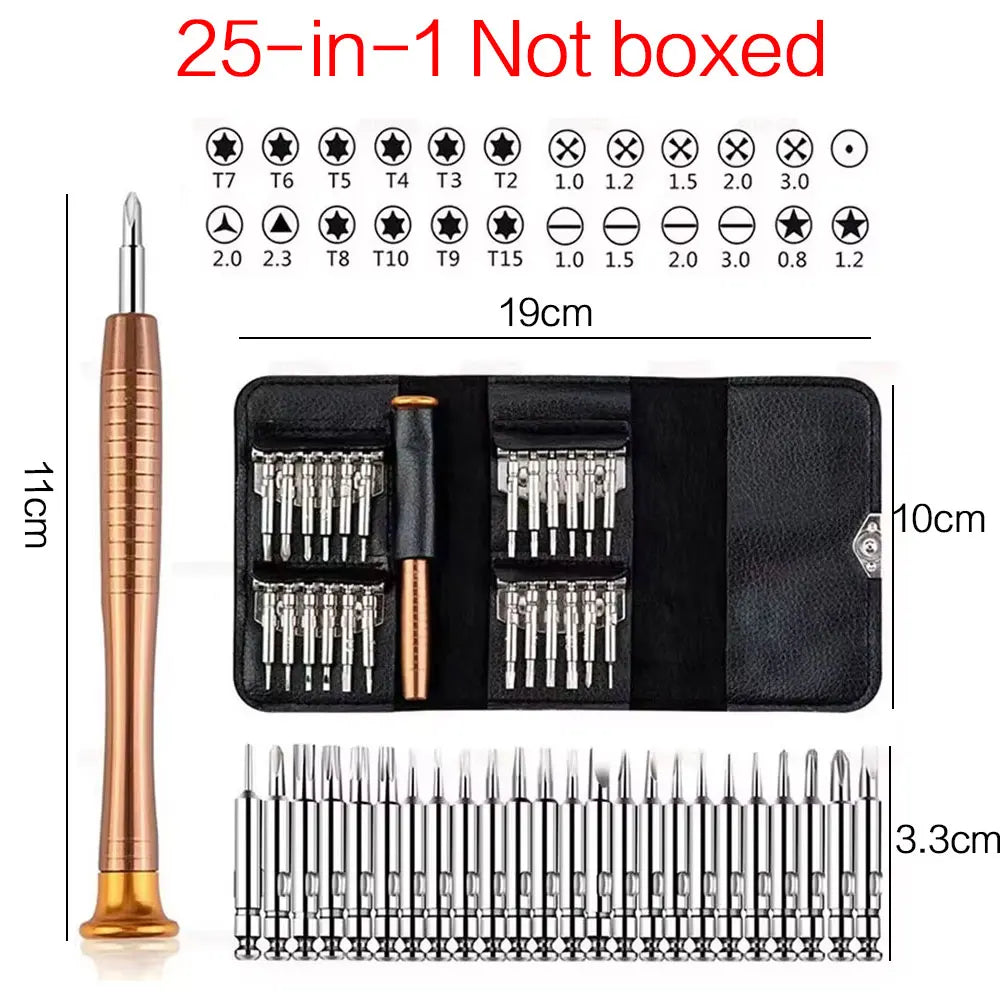 Precision Screwdriver Repair Kit, 25-in-1 or 152-in-1 CRV Steel Bit Set with Torx Options for Compatible Laptop, Computer and Small Electronics Projects