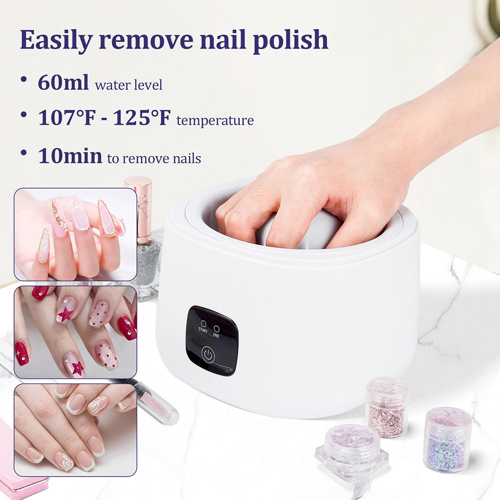 Electric Nail Soaking Bowl with Five-Finger Liner, Listed 36W Power, One-Button Control and Two-Hour Shut-Off, US, EU, UK or AU 100–240V Options