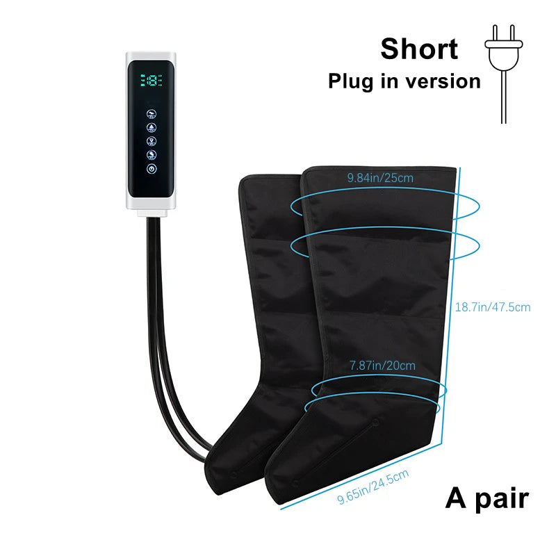 Air Compression Leg Massager by JinKairui with 3 Modes, 3 Intensity Levels and Display Controller, Short or Long Options Without Heat