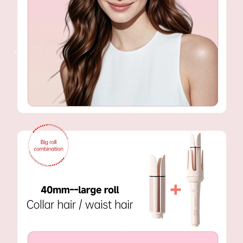 Automatic Curling Iron Set with Ceramic Rotating Styling and Multi-in-1 Bundle Options for At-Home Waves and Curls, US, EU, UK or AU Plug Choices