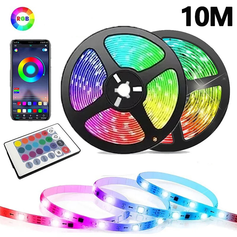 5V USB RGB LED Strip Lights with App Control and Timer, Listed Bluetooth and 24-Key Remote, Nine Length Options from 1m to 30m for Indoor Home Decoration