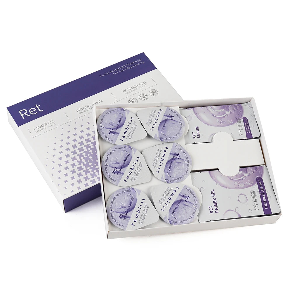 Facial Pod Serum and Gel Kit with Listed Six 8g Pods, Six 8ml Serums and Six 15ml Gels, Seven Type Choices and Separate Bubble Pen Option