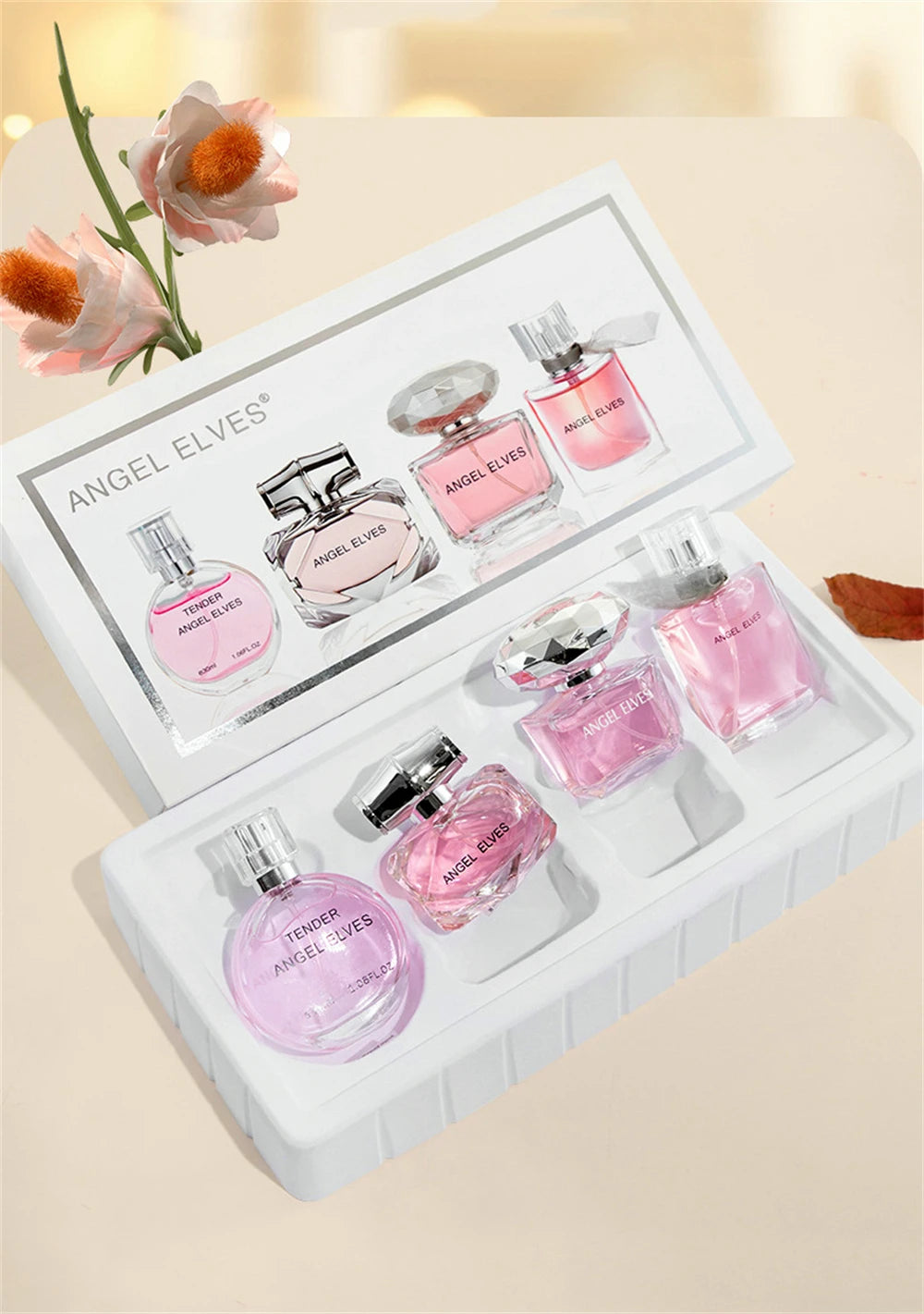Perfume Gift Set for Women with Floral Fruity Scent References, Listed Four-Piece Gift Box and 120ml Option for Everyday Fragrance and Gift Planning