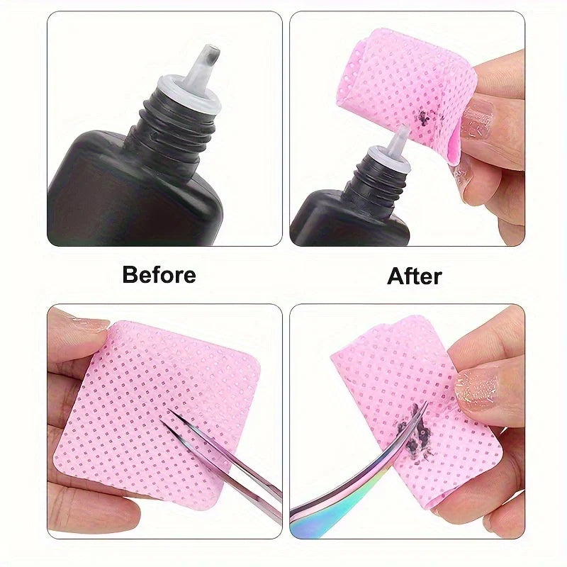 Lint-Free Nail Wipes for Gel Cleansing and Nail Polish Removal, Pink or White Manicure Pads in 20 to 600 Piece Packs with Bottle Options
