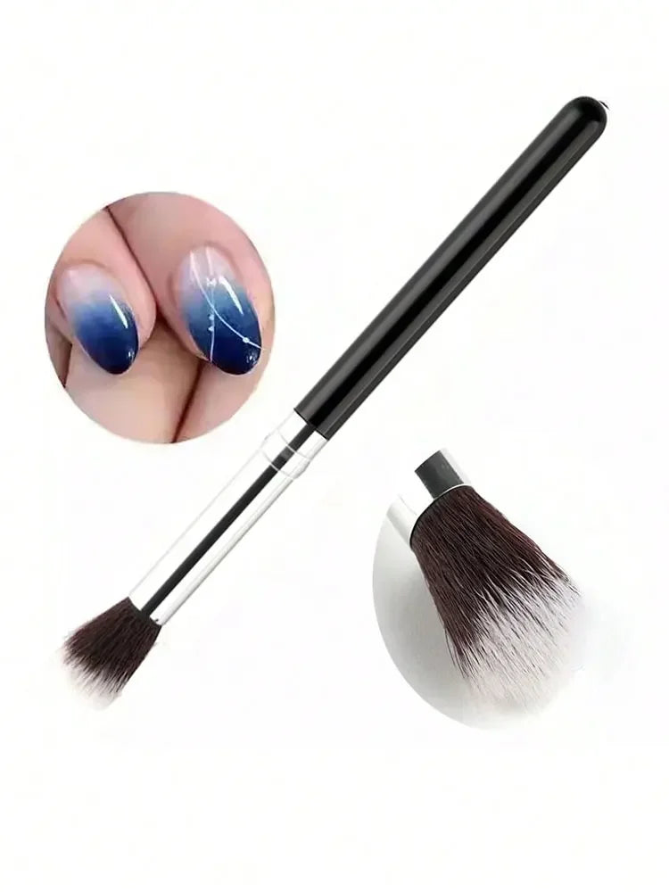Ombre Gradient Nail Brush Set with Two Pieces, Wooden Handles and Listed 16cm Length, Purple Bristle Reference for UV Gel Blending and Manicure Art