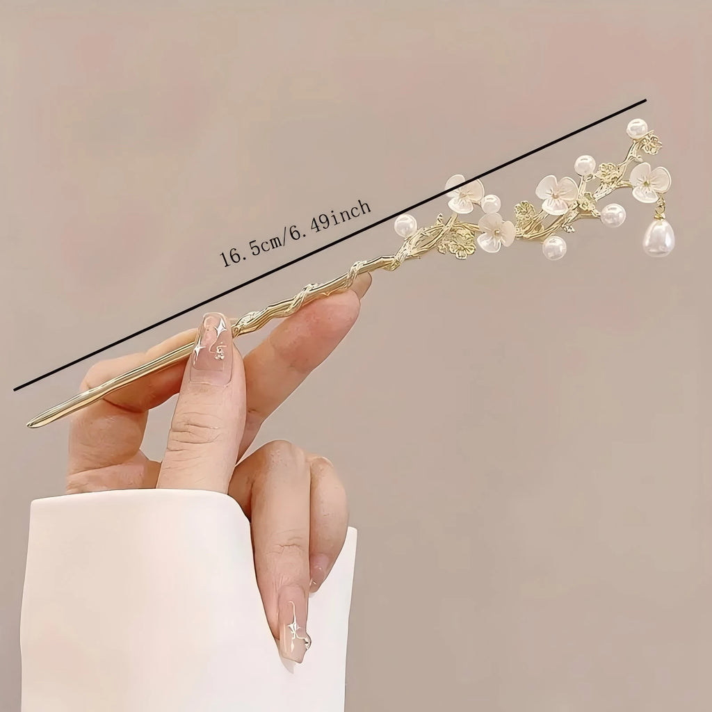 Tassel Hair Stick for Women, Chinese-Style Floral Alloy Hairpin with Single and 6-Piece Options for Buns, Wedding Updos and Everyday Hairstyles