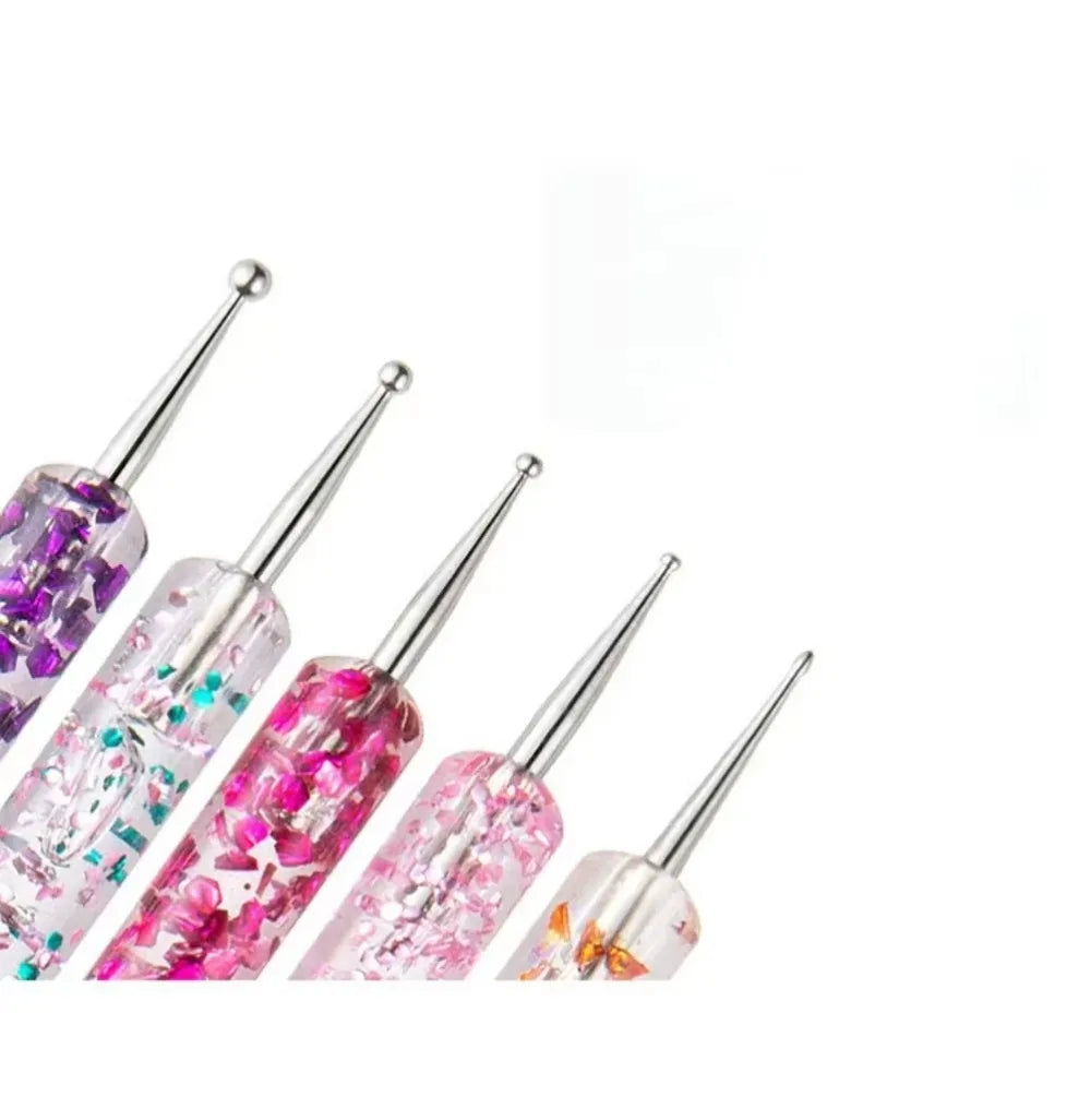 Nail Art Liner and Dotting Pen Set with 5 Dual-Ended Tools for Fine Lines, Dot Patterns and UV Gel Painting, DIY Home Manicure and Salon Decoration