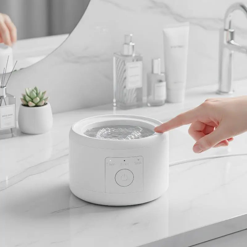 50kHz Ultrasonic Retainer Cleaner with 160ml Tank, USB Rechargeable Dental Appliance Cleaning Machine with 3, 5 and 10 Minute Cycles and Four Color Options