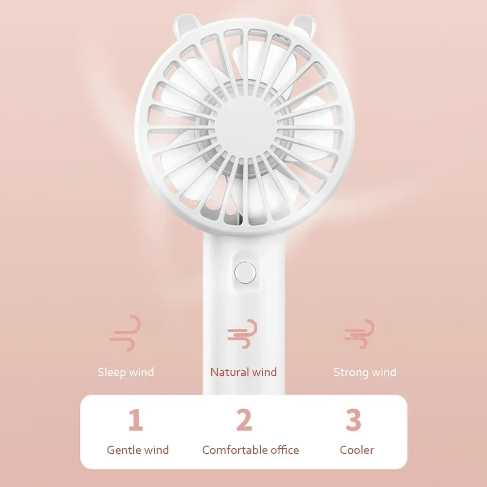 Mini Rechargeable Handheld Fan with USB Cable, 300mAh Portable Personal Cooling Fan for Makeup Routines, Desk Breaks and Summer Travel in Four Colors