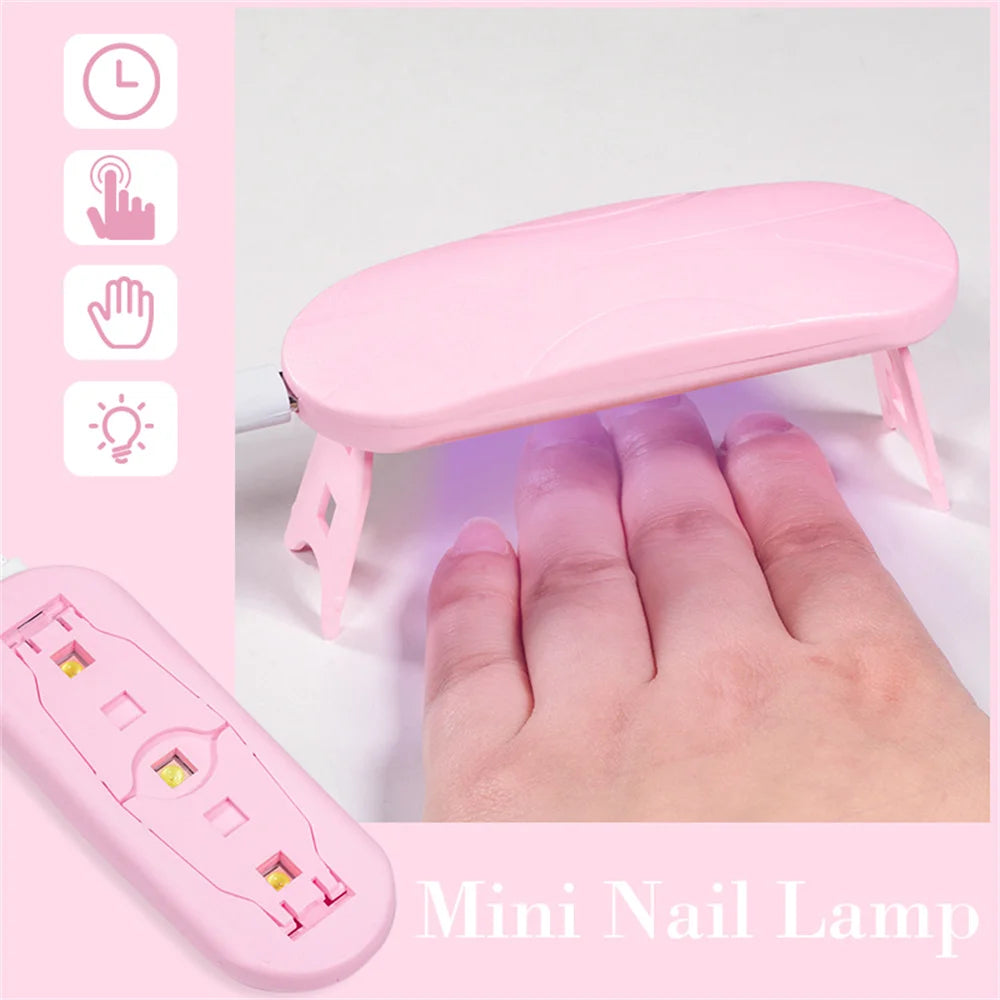 Mini UV LED Nail Lamp by LINMANDA, Portable 6W USB Gel Polish Curing Light with 45s and 60s Timer Settings in Pink and White Option Labels