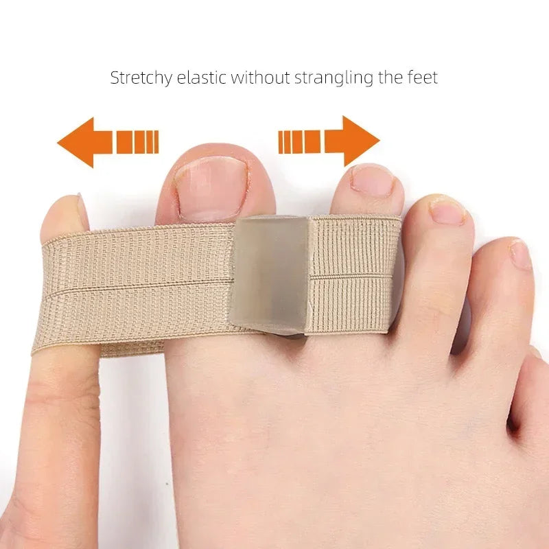 Two-Loop Toe Separator with Soft Flexible Gel Spacer, Nude Color and Listed SEBS, Nylon and Fiber Materials, One or Two-Piece Foot Care Options