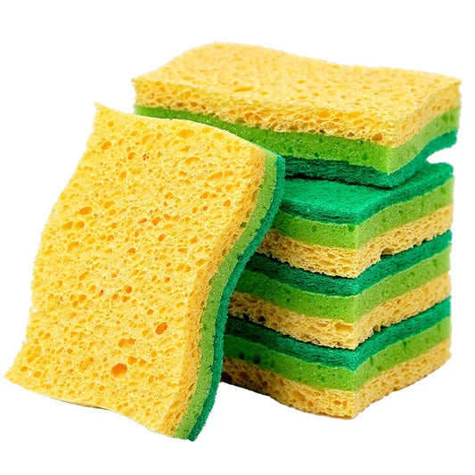 Kitchen Scrub Sponges, 10-Pack Multi-Layer Dishwashing Cleaning Tools for Compatible Pans and Tableware, Manual Grease and Food Residue Cleanup