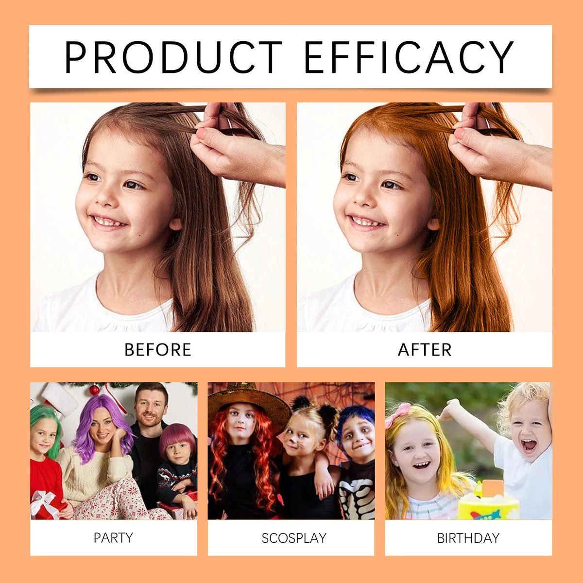 Temporary Hair Color Cream, 60g Boxed Styling Color in Eight Individual Shades for Creative Hairstyles, Costume Parties and At-Home Hair Makeup