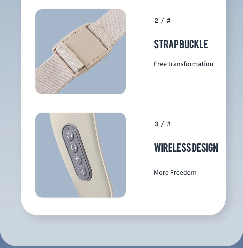 Rechargeable Neck and Shoulder Massage Shawl with Listed Two Modes, Adjustable Straps and Back Buckle, 20W or 26W Kneading Models in White, Grey and Brown Options