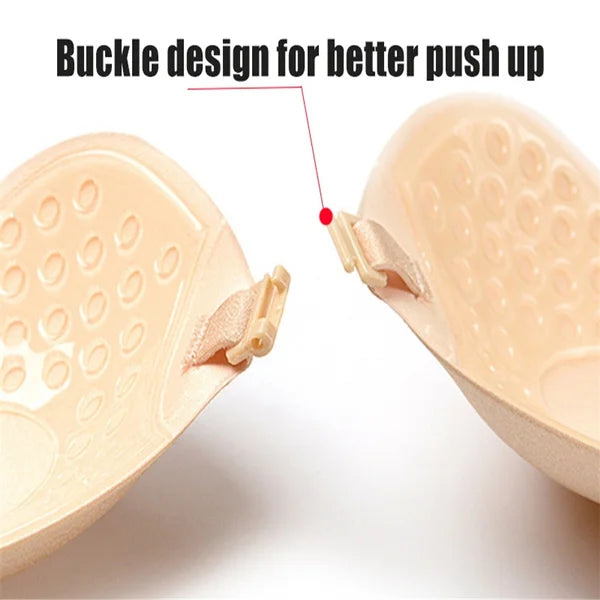 Backless Strapless Adhesive Bra for Women with Silicone Cups and Front Closure, Reusable Wire-Free Design in Black or Skin Tone, A–D Sizes