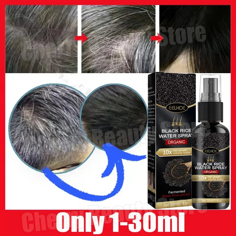 Gray Hair Care Serum with Black Spray and Cosmetic Coverage References, Single or Promotional Purchase Labels for Women and Men Grooming Routines