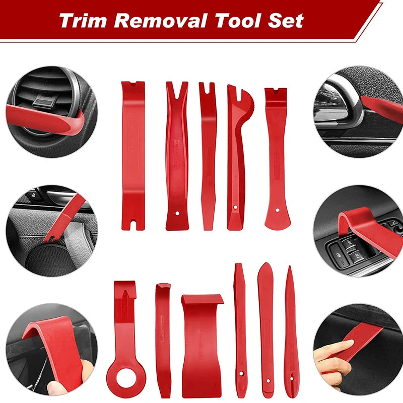 Car Panel Removal Tool Kit with 5, 11 or 41-Piece Options in Red or Blue, Manual Tools for Audio Surrounds, Door Panels, Moldings and Dashboard Trim