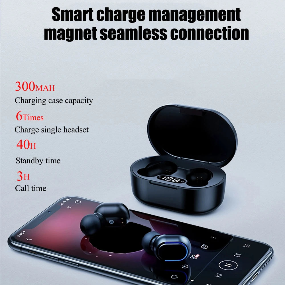 E7S TWS Wireless Earbuds, Bluetooth Earphones with Microphone in White, Blue, Green, Black, Yellow or Pink for Compatible Device Music and Hands-Free Calls