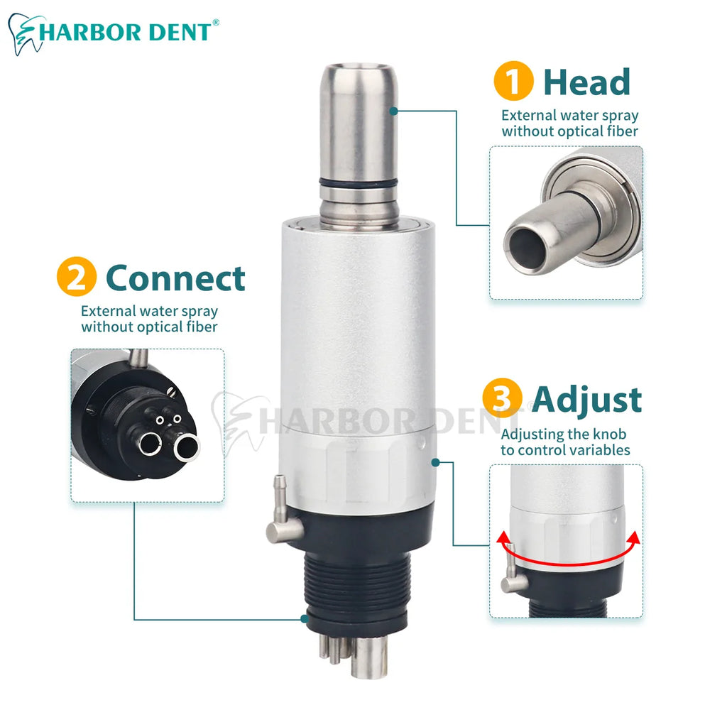 Dental Air Motor and Low Speed Handpiece Options, 2 or 4 Hole Motor, Contra Angle or Straight Attachment Selections for Professional Polishing Equipment