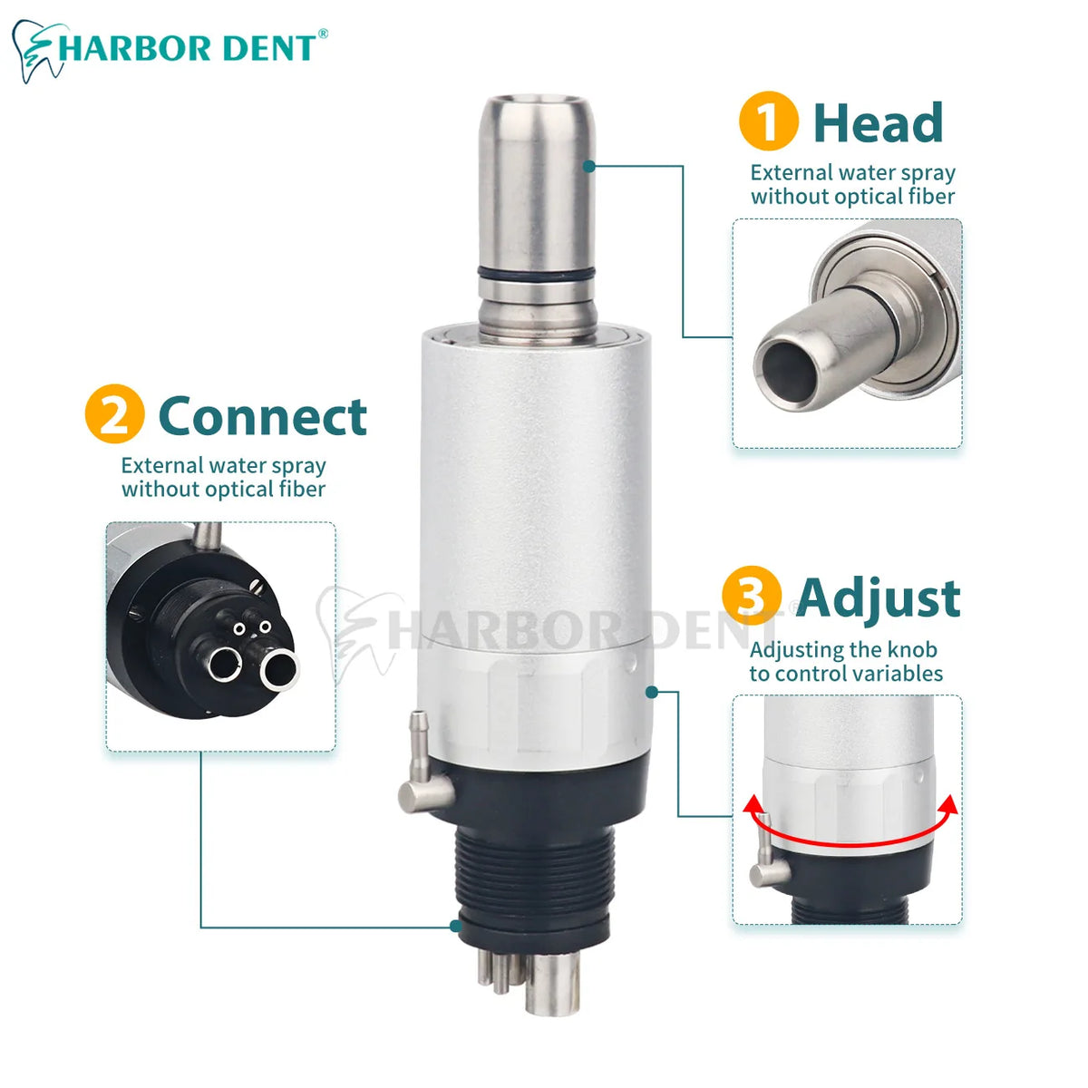 Dental Air Motor and Low Speed Handpiece Options, 2 or 4 Hole Motor, Contra Angle or Straight Attachment Selections for Professional Polishing Equipment