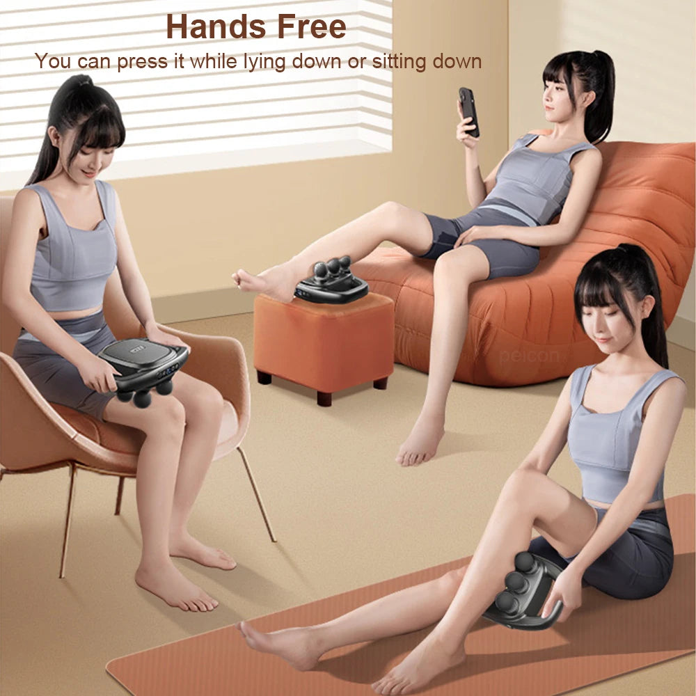 Six-Head Touchscreen Massage Gun with Integrated Contact Design, Nine Intensity Levels, Nine Massage Modes and Listed 10-Minute Auto-Off, White or Black