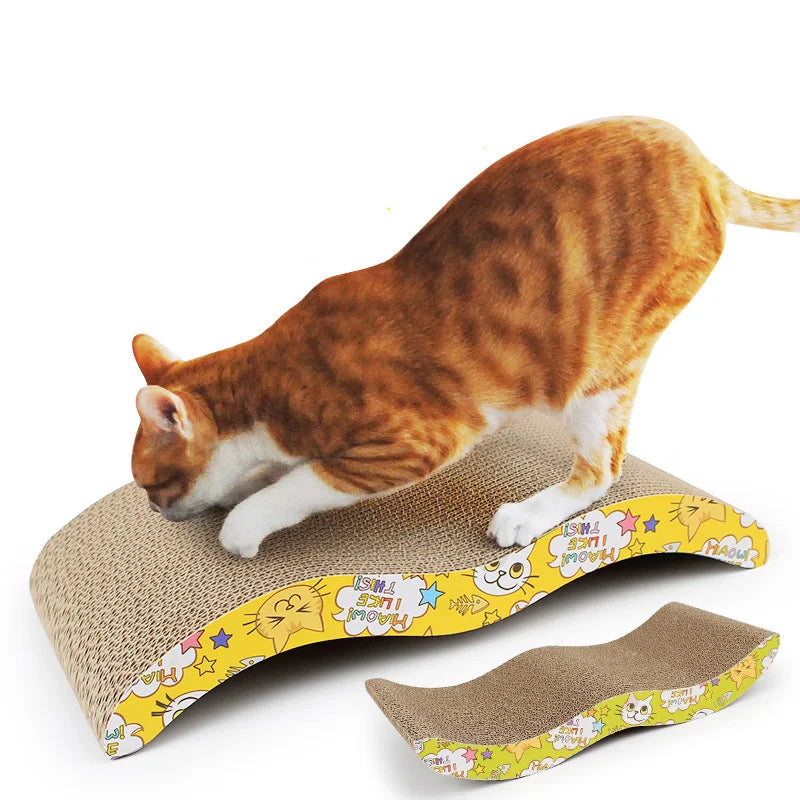Corrugated Cardboard Cat Scratcher Board, Double-Sided Indoor Scratch Pad with Textured Paper Construction in Bony Type, S, Wave or W Style Options