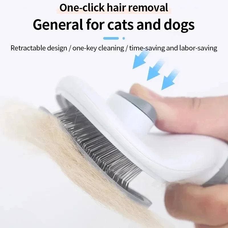Self-Cleaning Pet Slicker Brush for Dogs and Cats, Stainless Steel Pin Grooming Tool with PP Body for Loose Hair Removal in Gray, Pink or Blue