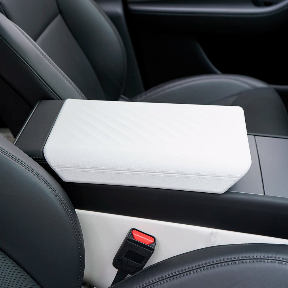 TPE Center Console Armrest Cover by TEKSY for Listed Tesla Model 3 Highland 2024–2026 and Model Y Juniper 2025–2026, Black, White and NEW Version Options