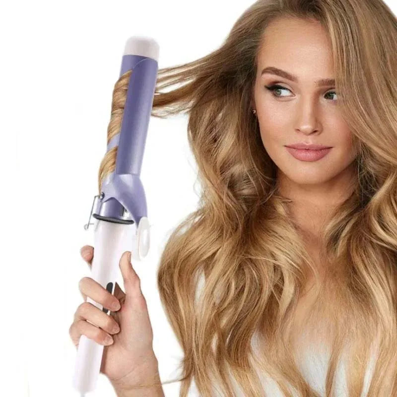 40mm Large Barrel Curling Iron with Tourmaline Ceramic Heating, Five Temperature Settings and Purple Finish for Loose Curl Styling, US Plug Option