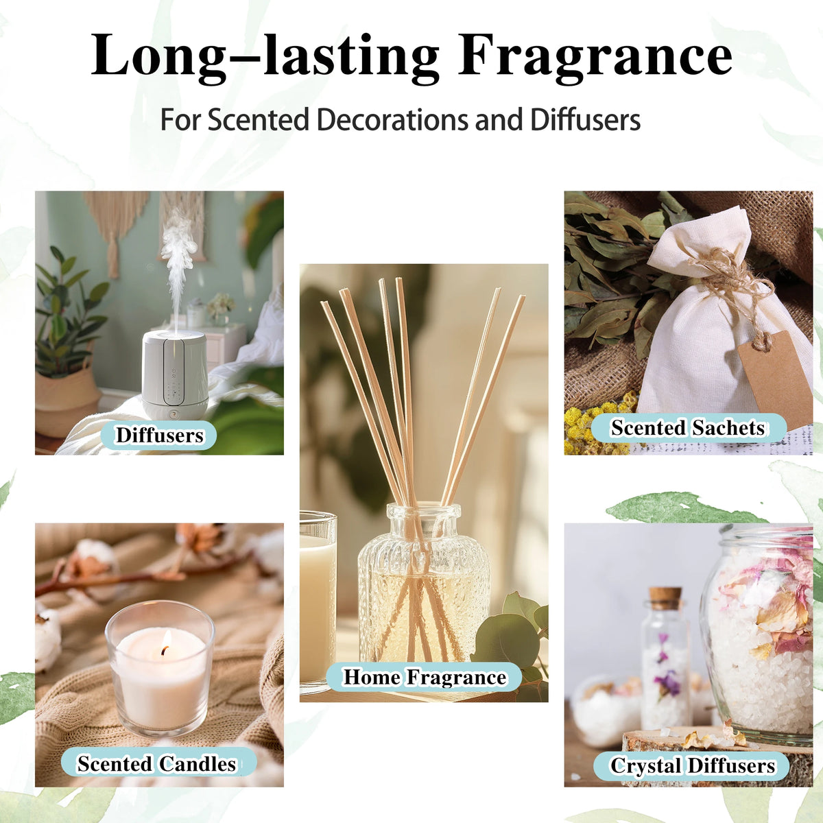 EUQEE Fragrance Oil 10ml with Gift Box, Single Scent Bottle in 36 Options Including Clean Cotton, White Musk, Strawberry, Mango and Coconut Vanilla