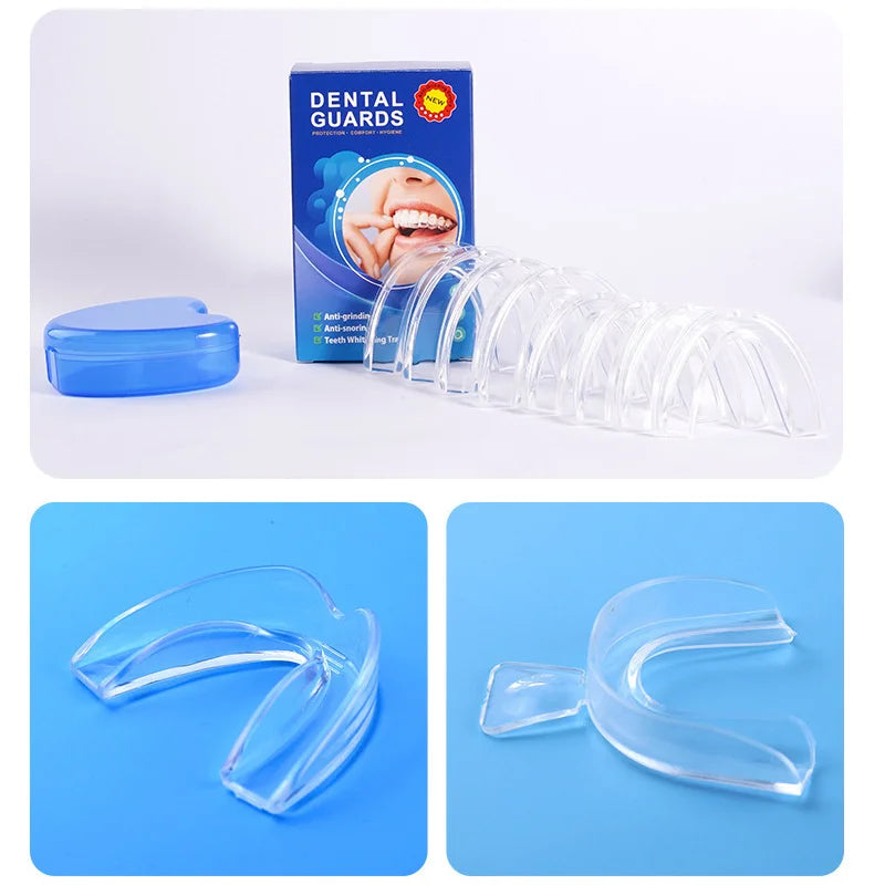 EVA Thermoplastic Dental Trays, Transparent Braces-Style Oral Appliances with Eight A-H Option Labels for Professional Dental Suitability and Fit Review