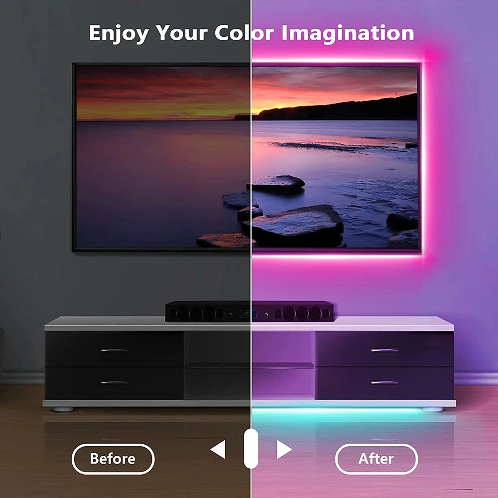 5050 LED Strip Lights with Bluetooth App and Remote Control References, Flexible Ribbon in 1m, 2m, 3m or 5m for TV Backlighting and Game Room Decor