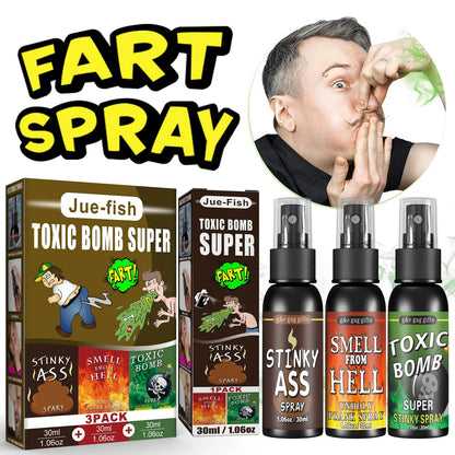 Fart Spray Novelty Liquid with Listed 30ml Pump-Action Bottle, Gag Gift Selection in A, B and C Single-Piece Labels or D Three-Piece Option