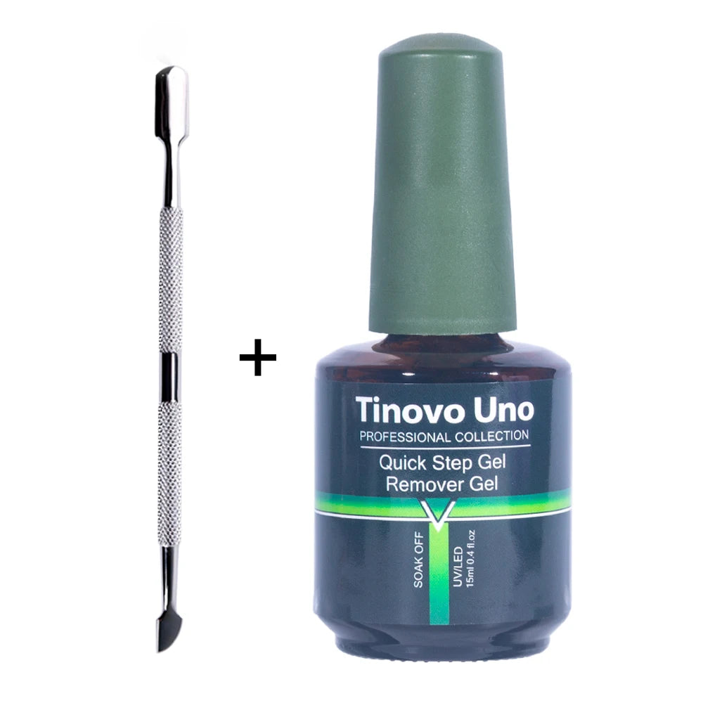 Tinovo Uno Gel Nail Polish Remover, Listed 15ml Magic Remover for Semi-Permanent Manicures with Single-Piece or Two-Piece Set Selection Labels