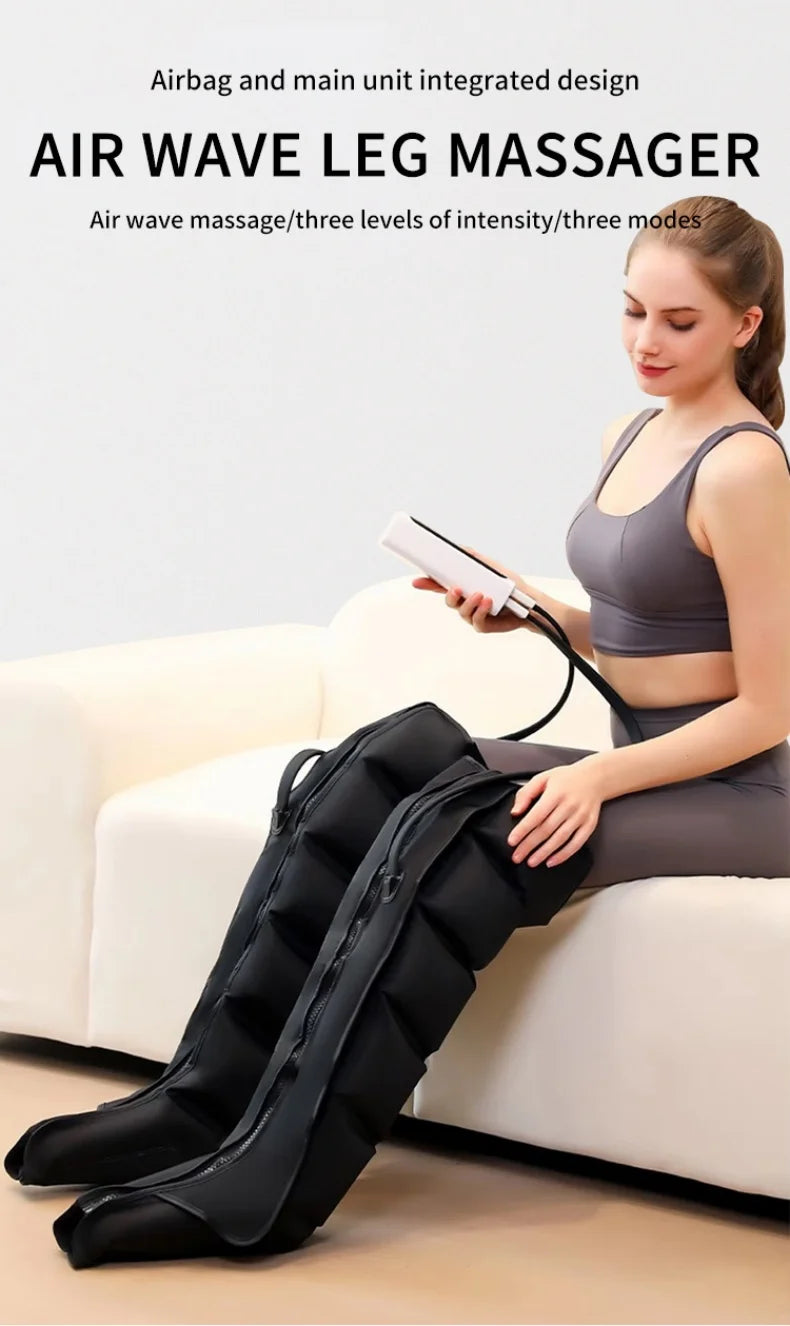 Air Compression Leg Massager by JinKairui with 3 Modes, 3 Intensity Levels and Display Controller, Short or Long Options Without Heat