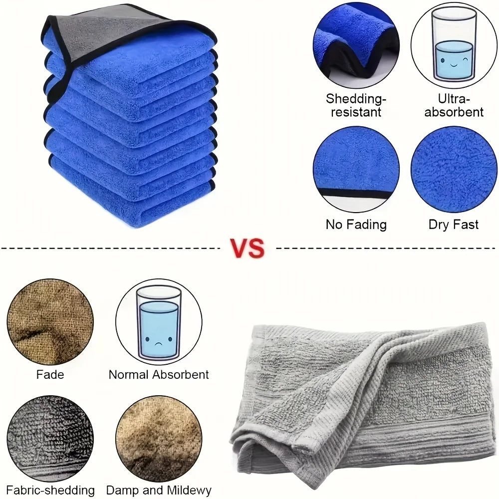 Auto Detailing Microfiber Towels, Car Washing and Drying Cloths in 1, 3, 5, 6 or 10-Piece Options for Routine Vehicle Care and Father's Day Gift Ideas
