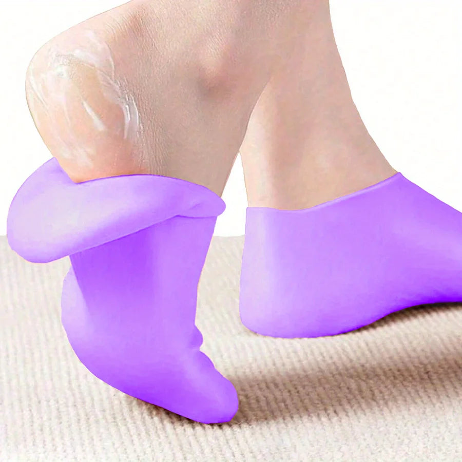 Silicone Foot Socks for Women's At-Home Moisturizing Routines, Personal Foot Care Accessory in Purple, Blue, Black, Green, Pink, White or Orange