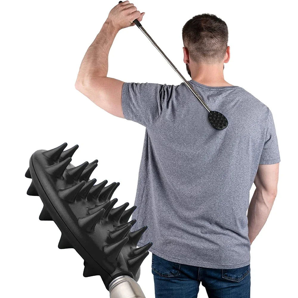 Telescopic Back Scratcher with Stainless Steel Handle, Listed 8 to 32 Inch Reach and Detachable Head Set Reference, Single, Three or Five-Piece Options