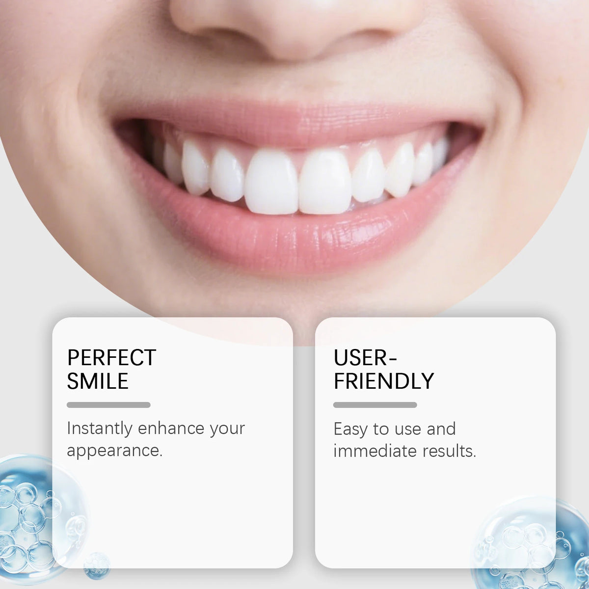 Cosmetic Denture-Style Teeth Cover Kit with Single-Piece and Multi-Item Purchase Labels, Material and Fit Details Requiring Professional Dental Review Before Use