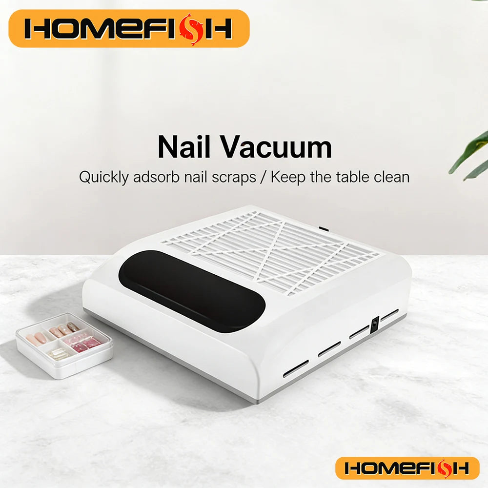 Nail Dust Collection Fan, White EU Plug Manicure Vacuum with Detachable Filter for Acrylic Nail Filing, Adult Nail Care and Workstation Setup