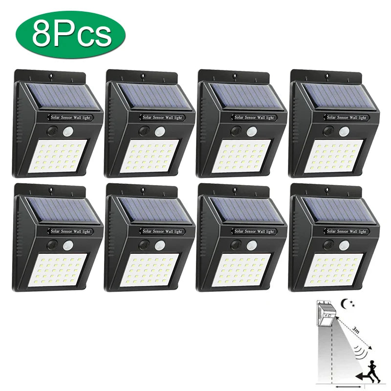 Outdoor Solar Wall Light Options for Garden Fences, Courtyards and Exterior Walls, with Listed 6-LED Non-Sensor and 30-LED PIR Motion Sensor Designs