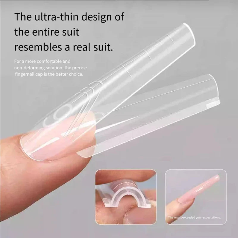 Reusable Sandwich Dual Nail Forms, Listed 240-Piece and 15-Size Top and Bottom Extension Molds with Long Point, Beagle T and Ellipse Options